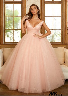 Ball Gown Tulle Ruffles V-neck Sleeveless Floor-Length Prom Dresses WE31687936453