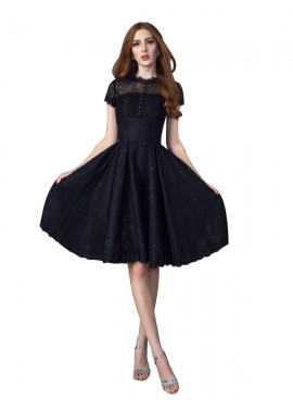 Mkleid Sexy Black Short Prom Gown T801524705336