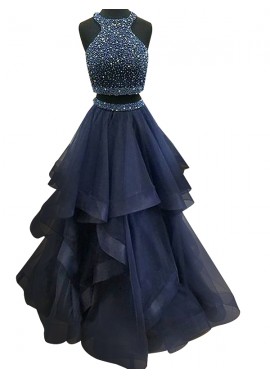 Mkleid Two Piece Long Prom Evening Dress 